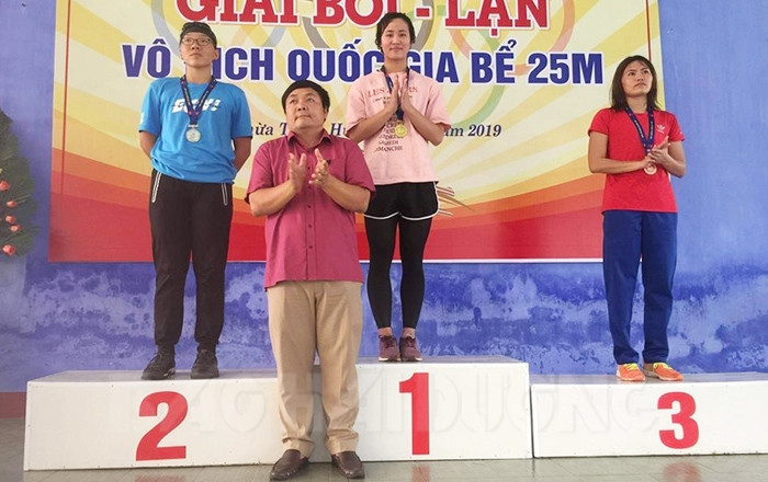 Vận động viên Phạm Thị Thu phá 3 kỷ lục quốc gia tại Giải bơi - lặn 